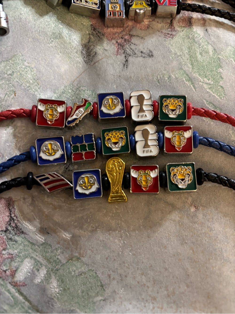 BOA FIFA World Cup Charm Bracelets with Enamel Soccer Icons